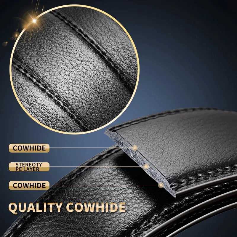 Mens belt automatic buckle leather mens high-quality leather belt jeans casual fashion versatileX240923