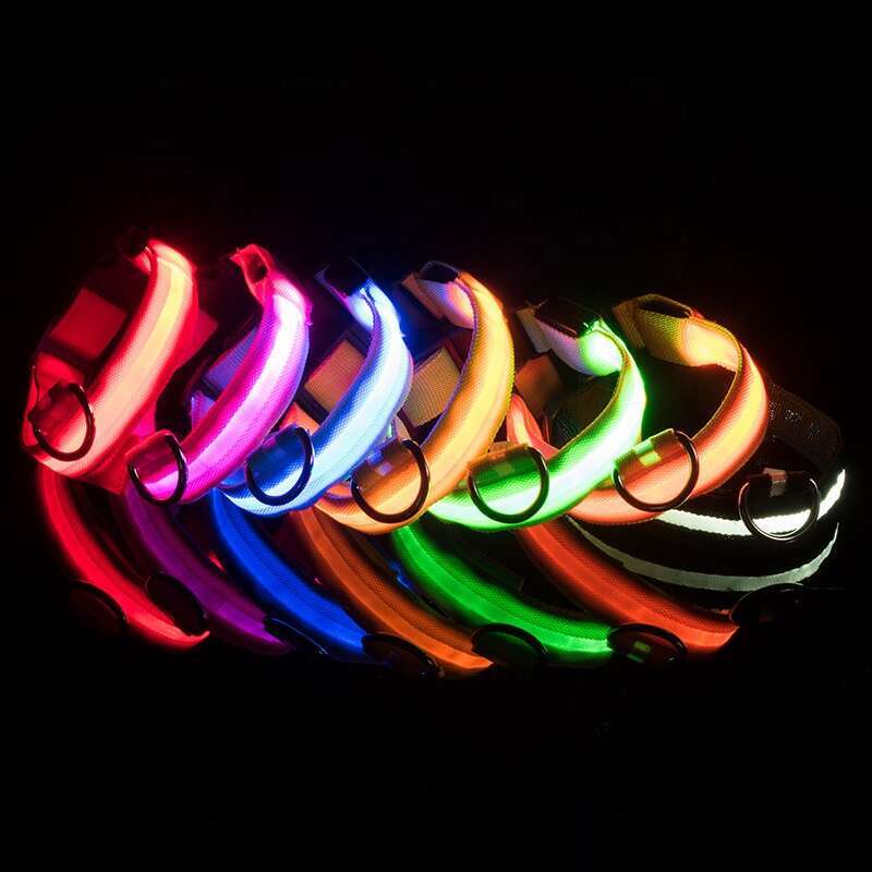Adjustable LED flashing training dog luminous fluorescent collar, pet supplies