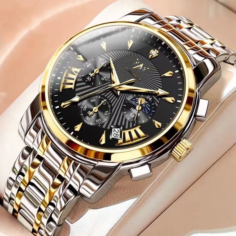 Modern Men's Fashionable Timepiece - Sleek Steel Belt, Waterproof & Light-Up Features free shipping