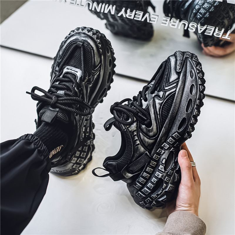 2024 new free shipping running shoes suitable for men's breathable mesh thick sole height increasing sports shoes black purple gray outdoor sport