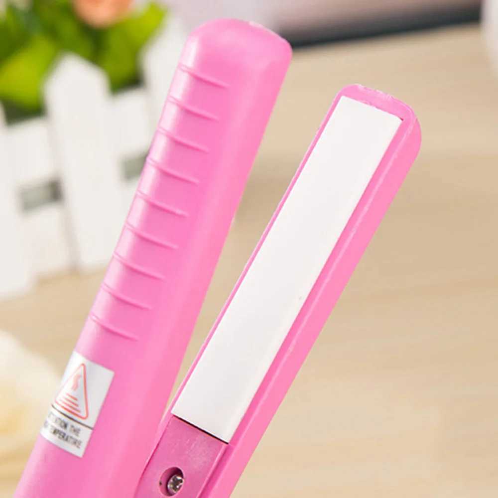 Mini curler straightener ceramic electrical stone flat iron bangs styling tool portable curling and straightening comb CL240923