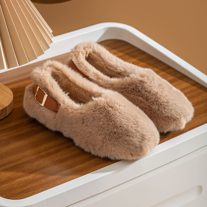 2024 Warm Platform Home Plush Comfortable Indoor Winter Slippers Fluffy Cotton Shoes For Women