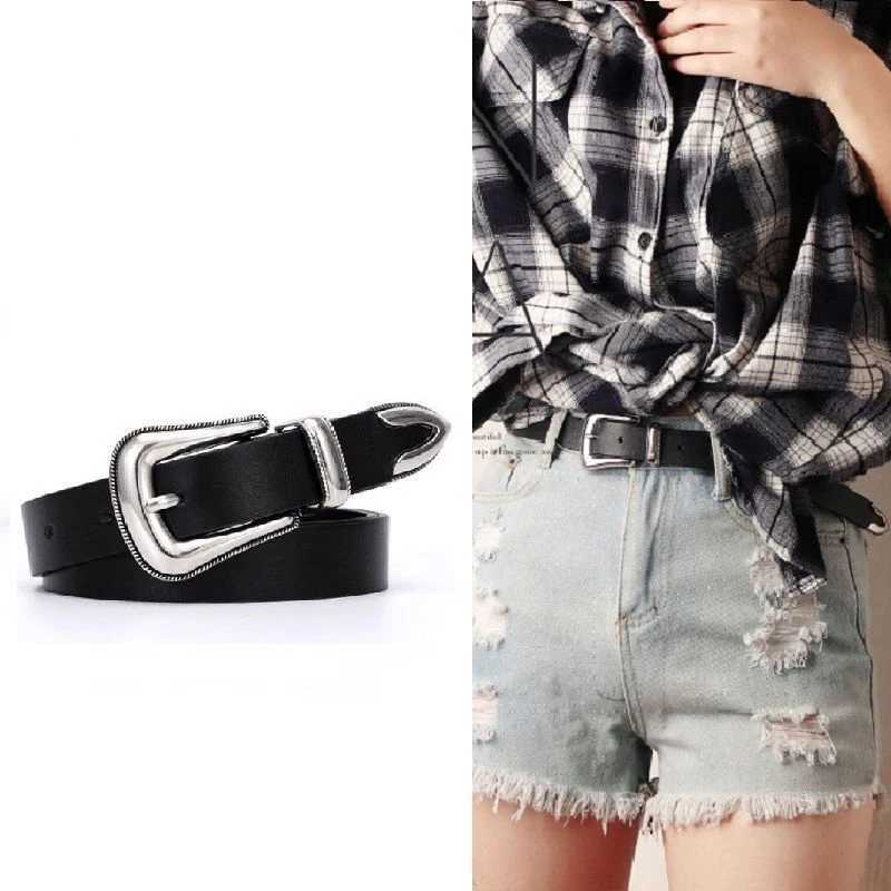 2023 new belt female ins senior sense of leather decorative jeans simple hundred with fine black ladies beltX240923