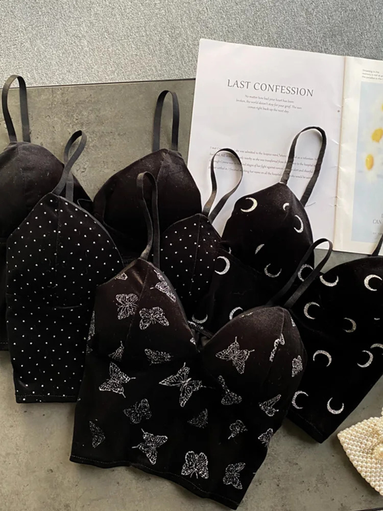 Women Retro Velour Strap Tops Summer V Neck Sleeveless Backless Slim Tank Top Chic Print Sexy Off Shoulder Short Camis 240918