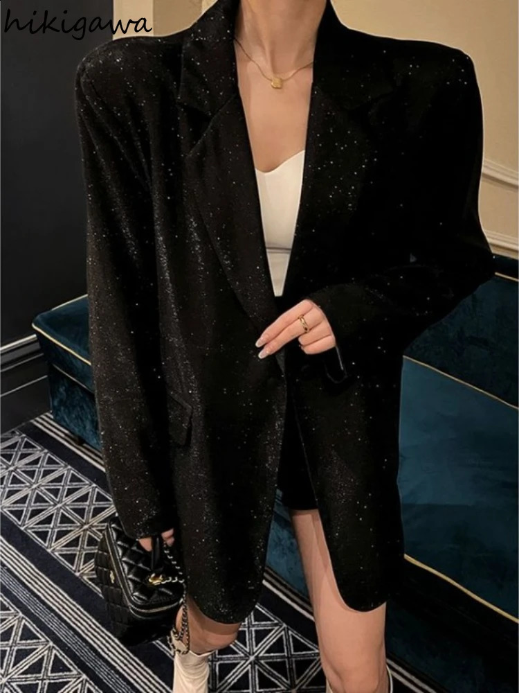 Korean Oversized Jackets 2024 Women Clothing Harajuku Sequined Blazer Y2k Tops Streetwear Fashion Casual Coats Ropa Mujer 7o628 240918