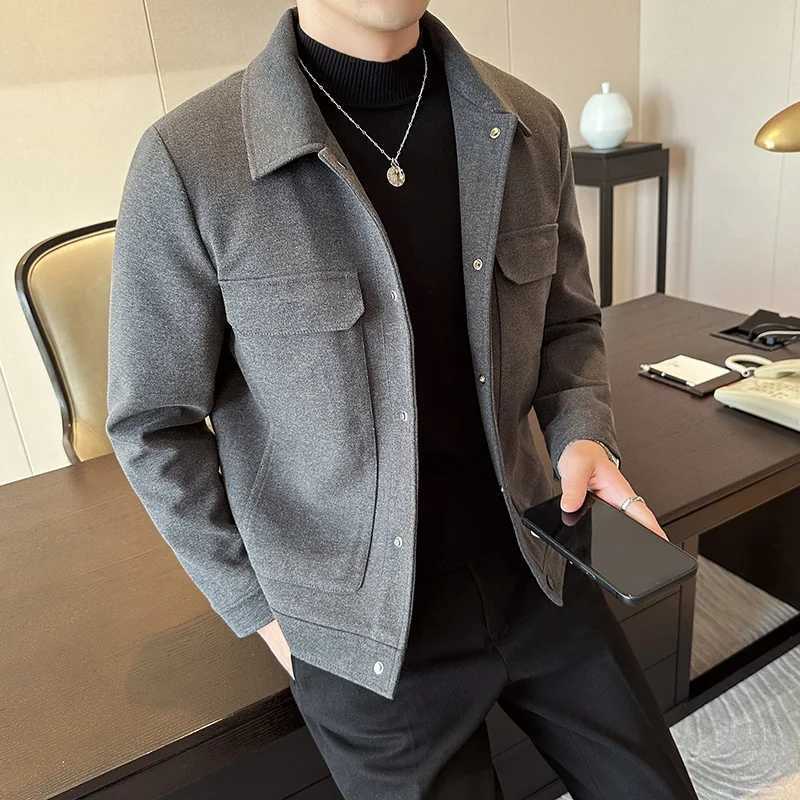 Brand clothing mens spring high-quality wool jacket/mens ultra-thin slim and thick keeping warm coarse woolen jacket fashionable casual jacket W240921