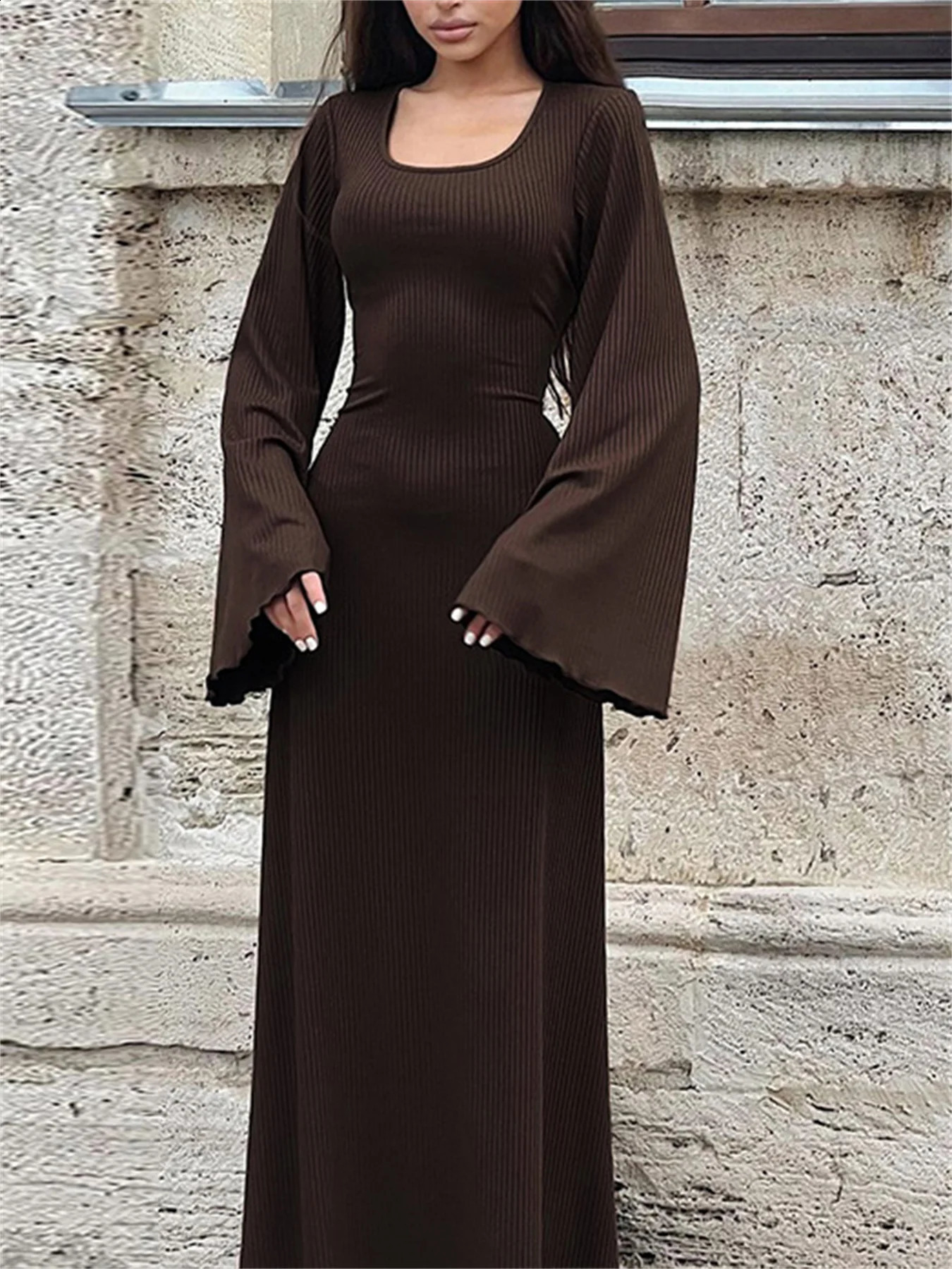 Fantoye Solid Lace Up Flying Sleeve Loose Fit Patchwork Female Dress Casual Streetwear Fashion Women Dress 240913