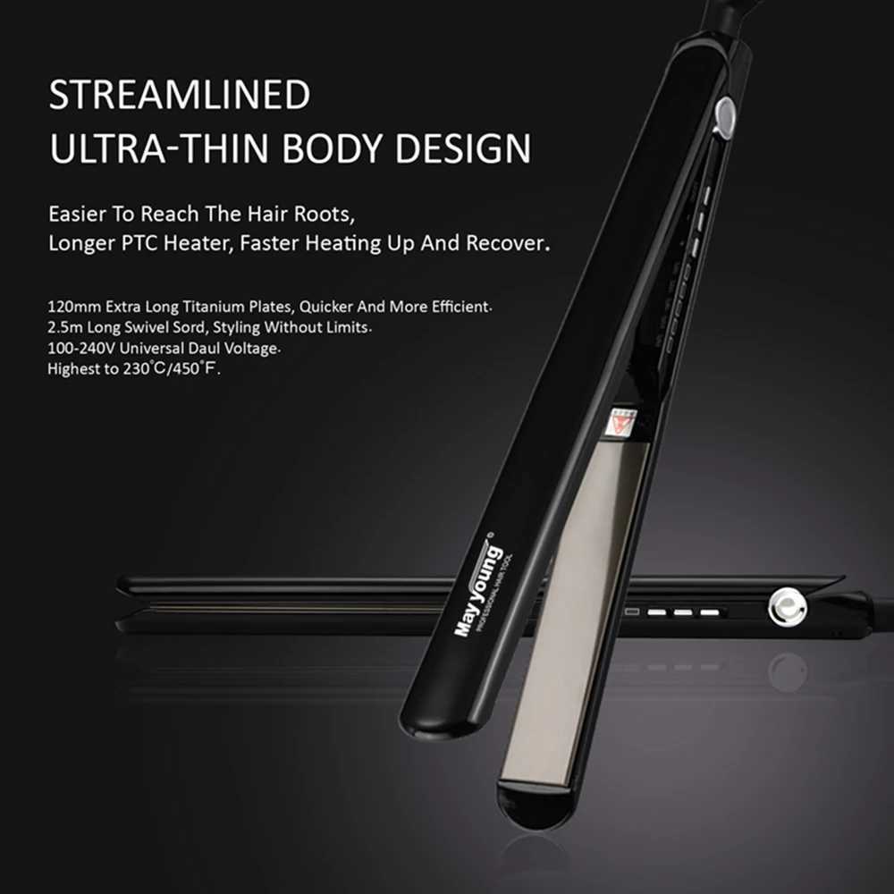 Professional ultra-thin body ultra long titanium plate digital straightener fat iron CL240923