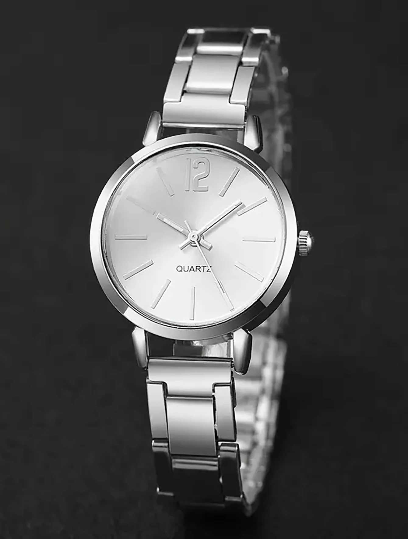 6PCS Casual Fashion Alloy graduated Ladies Rhinestone quartz watch with bracelet Necklace Ring earrings set the best gift itemX240923