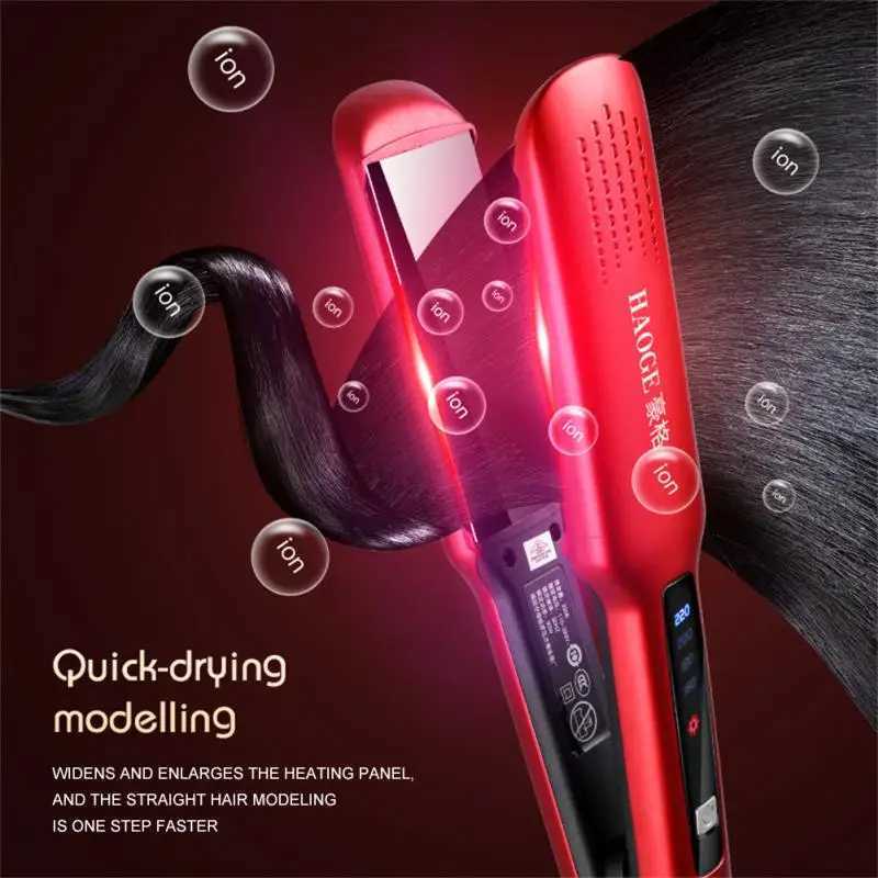 3-in-1 four level adjustable temperature professional flat iron hair straightener is a quick warm-up styling tool for wet or dry hair CL240923