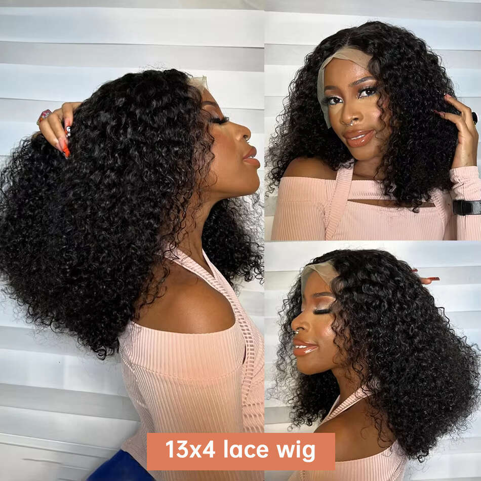 200 Density Kinky Curly Short Bob 13x4 HD Frontal Human Hair Deep Wave 13x6 Lace Front Glueless Closure Wigs For Women