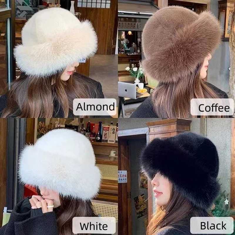 Wide Brim Hats Bucket Hats Autumn And Winter 2024 New Womens Fashion Fur C Fur Hat Fur Hats Mongolian Hat Brimless Plush Fluffy Skiing Riding Warm Cs 
