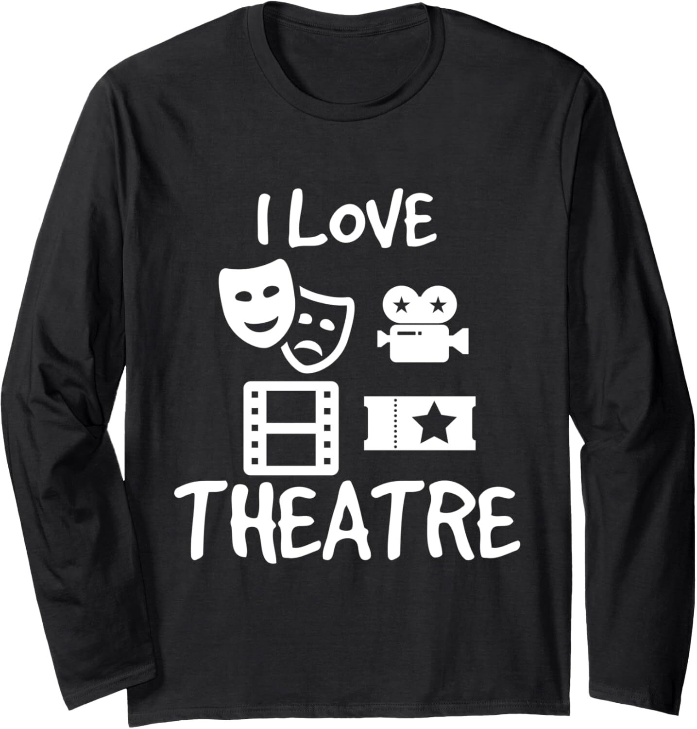 Long Sleeve Shirts for Men sweatshirt I Love Theatre Fun Action Cameras Gift for Actors Long Sleeve Tee Streetwear Casual tops clothes trend
