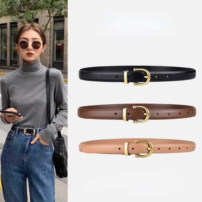 Jeans Fashion Professional 100% Genuine Leather Belt for Women Fine Decorative Cowhide Ins Wind Simple Korean Black BeltX240923