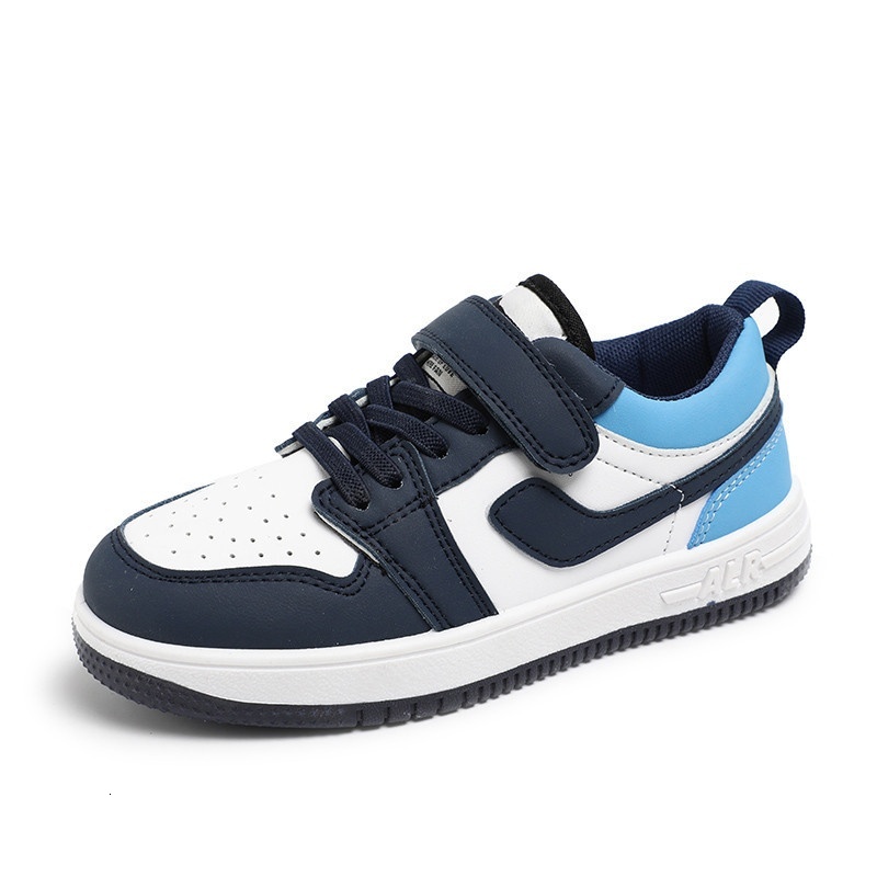 Children's low cut leather casual board new girls' color matching Korean version, boys' sports shoes, students' handsome and versa