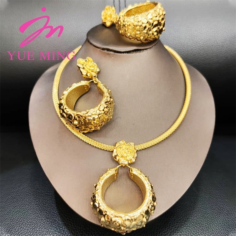 YM Jewelry Sets Fashion 18K Gold color Classic Jewelry For Women Earrings Pendant Necklace Wedding Party Gifts Trendy 240903