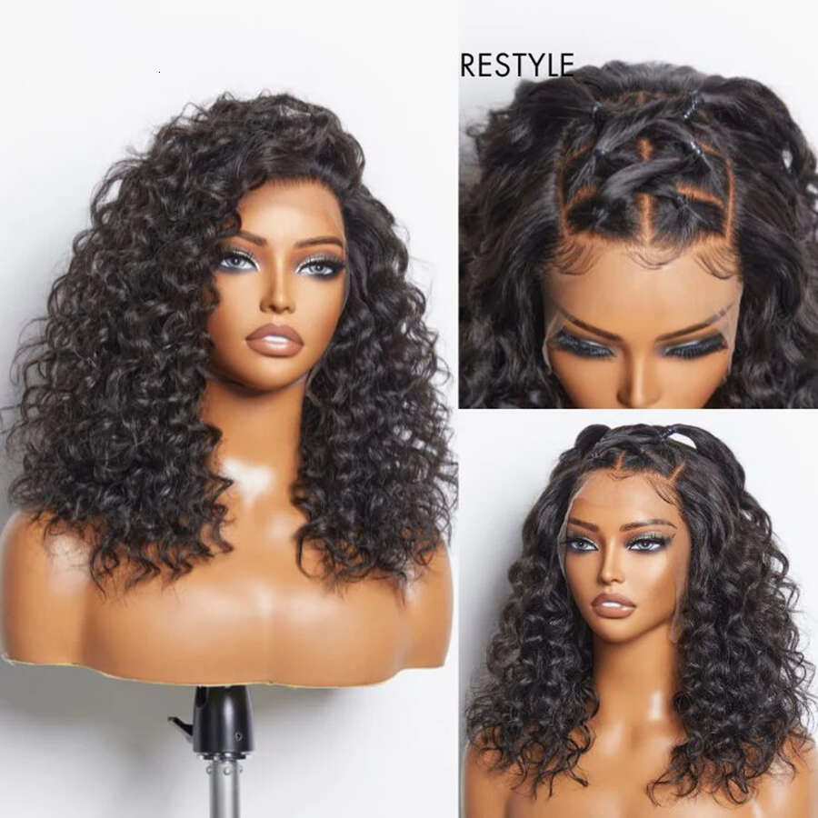 28Inch Frontal Wig Transparent Lace Water Wave Human Wigs 180% Density Full End Natural Color Raw Indian Hair