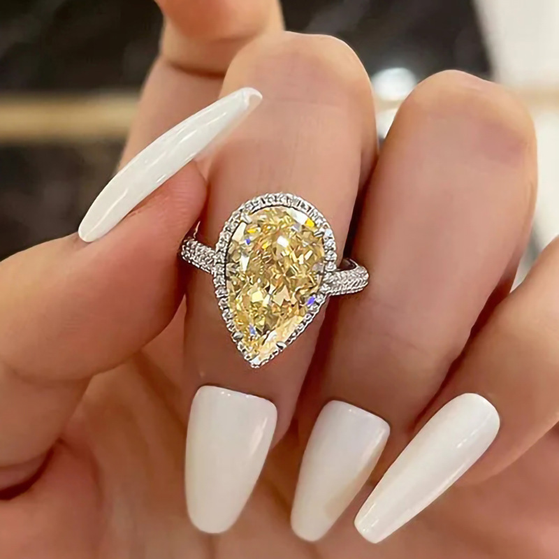 Sparkg Sterg Sier Fill Pear Cut Pink Moissanite Wedding Ring