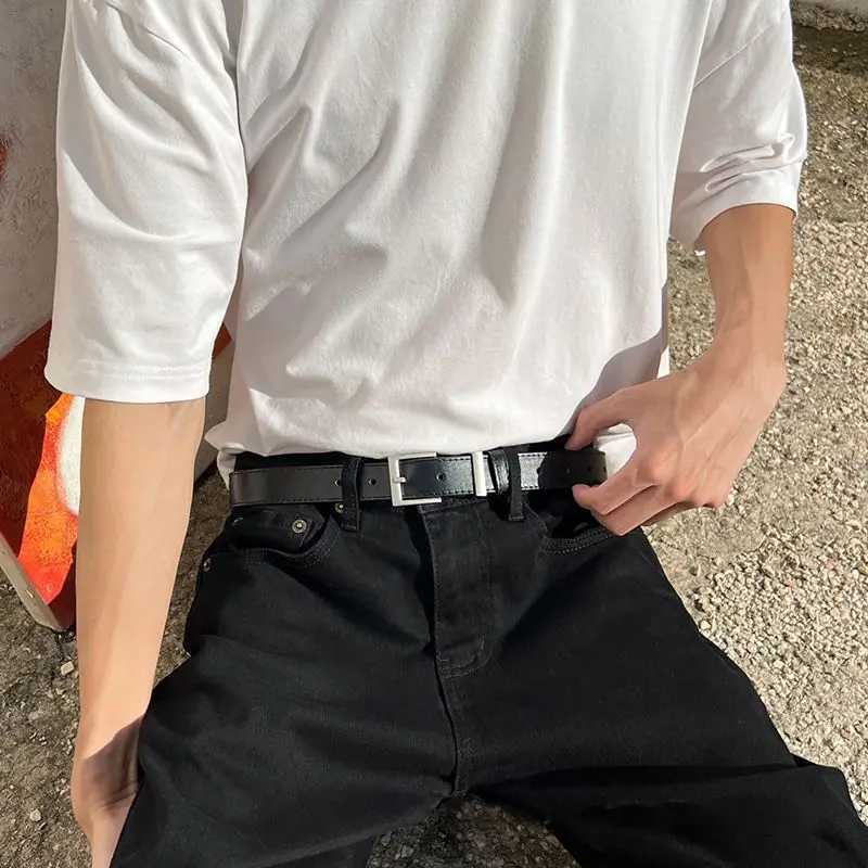 mens belt simple trend fashion commuter Hong Kong style pants belt male Korean version of the student personality pants beltX240923