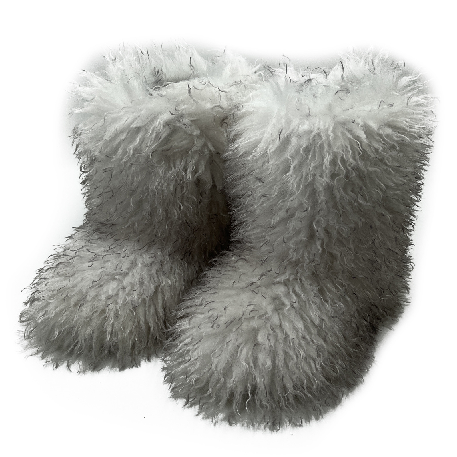 2024 Fashion Winter Plus Veet Thick Comfortable Snow Solid Color Long Hair Faux Fur Boots