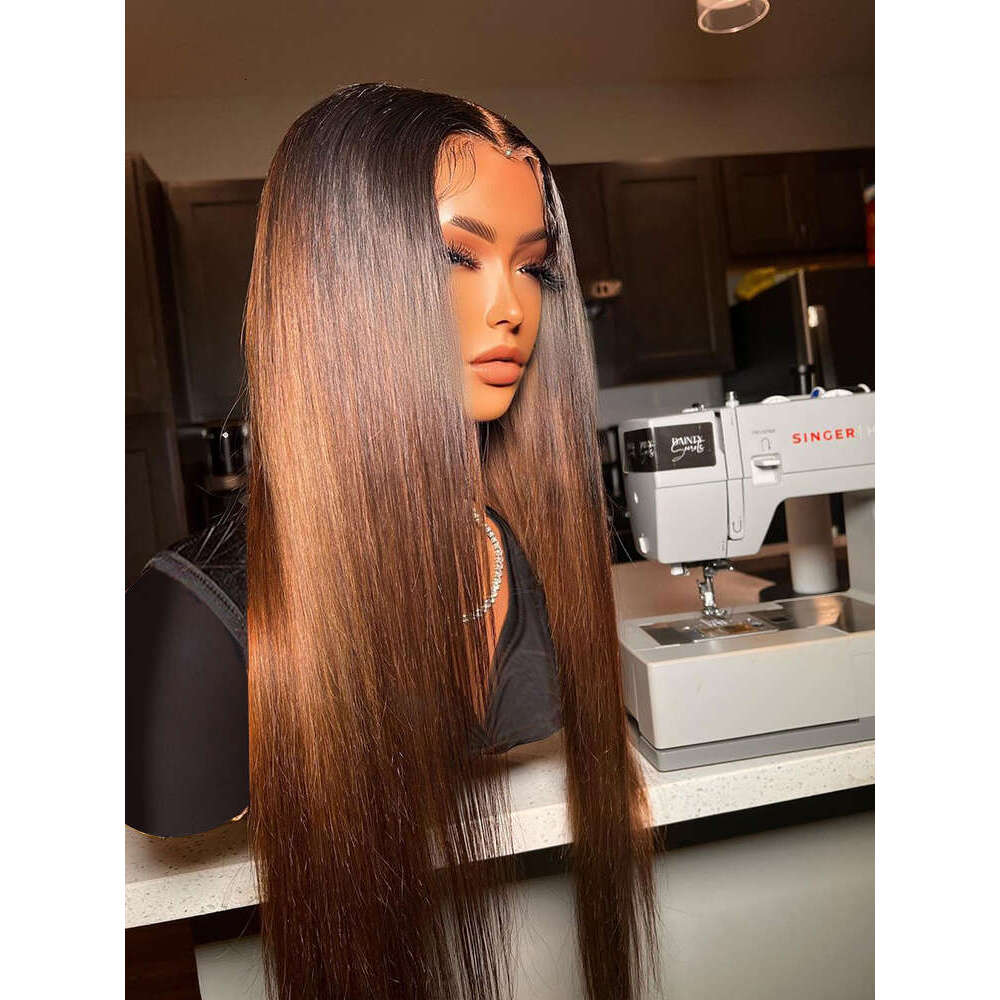 Chocolate Brown Straight 13X4 Front 180Density 4X4 Lace Frontal Colored Human Hair Wig Brazilian Remy hair