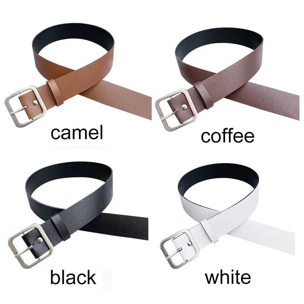 Women Leather Belt Square Pin Buckle Belts for Jeans Pants Chic Luxury Brand Vintage Strap Female WaistbandX240923