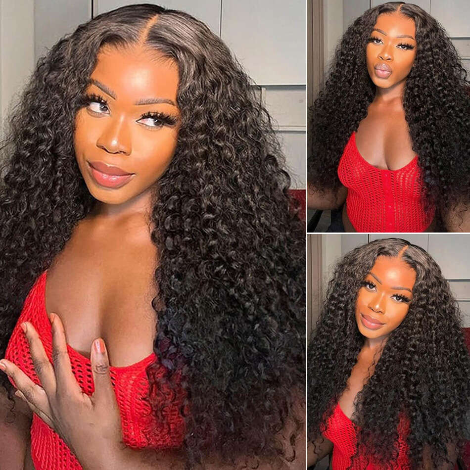 Medium Deep Wave 250 Density 13x4 HD Transparent Front Wig 20 22 24 Inch Curly 13x6 Lace Frontal Human Hair Wigs Brazilian