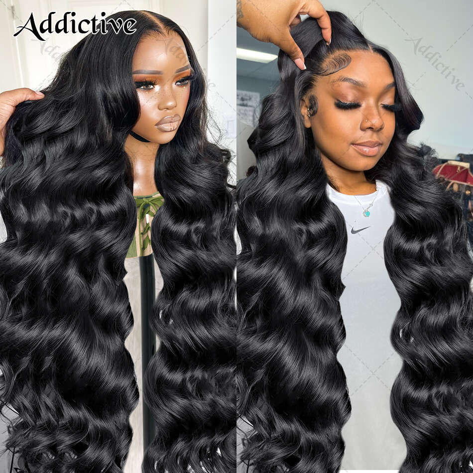 30 40 inch Body HD Front Wigs Human Hair 250 Density Brazilian Water Wave 13x4 Transparent Lace Frontal Wig For Women