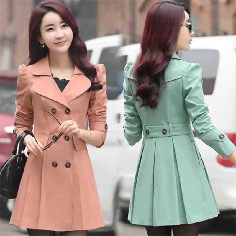 Windproof womens outerwear for spring and autumn medium length casual Korean version womens clothing lining W240923