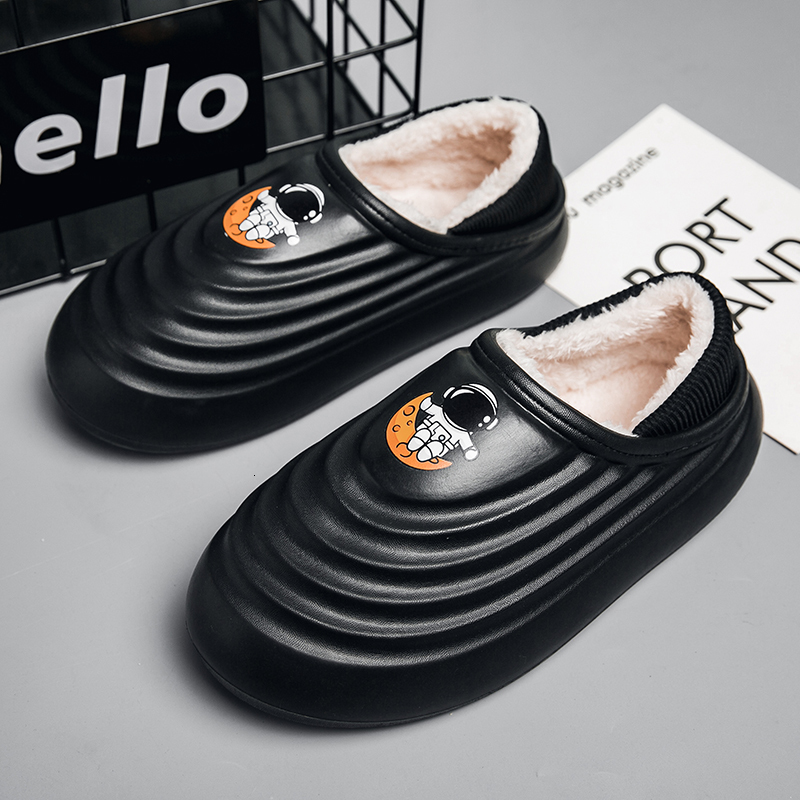 2024Couple plush thickened warm indoor waterproond anti-skid home bag heel cotton shoes