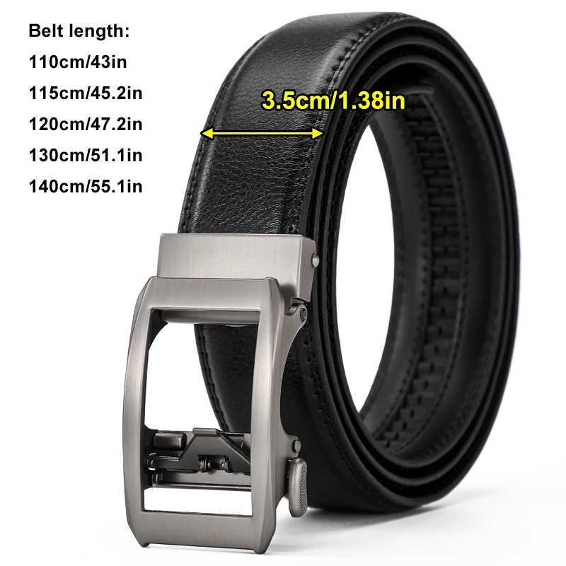 New Leather Ratchet belt for men fashionable and convenient automatic button 3.5 cm width suitable for business casual pants jeX240923