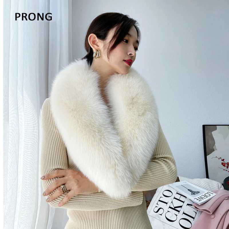 Scarves Real Fox Fur Collar For Women Men Coat Jacket Shl Wrs Winter Warm Fur Collar Extra Large Size Neck Warmer Fur Scarf Shls J240923
