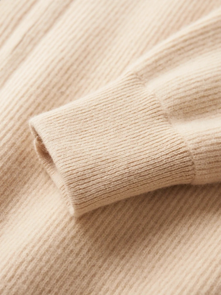 Autumn Winter Sweater Mens 100% Wool Mens Top Round Neck Knitted Zipper Cardigan Thickened Warm Long Sleeved 240923