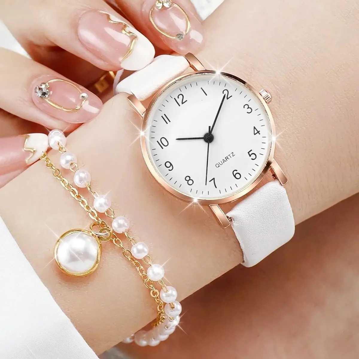 4pcs/set Womens Watch Casual Rome Fashion Quartz Watch Analog PU Leather Wrist Watch Jewelry Set Gift For Mom HerX240923