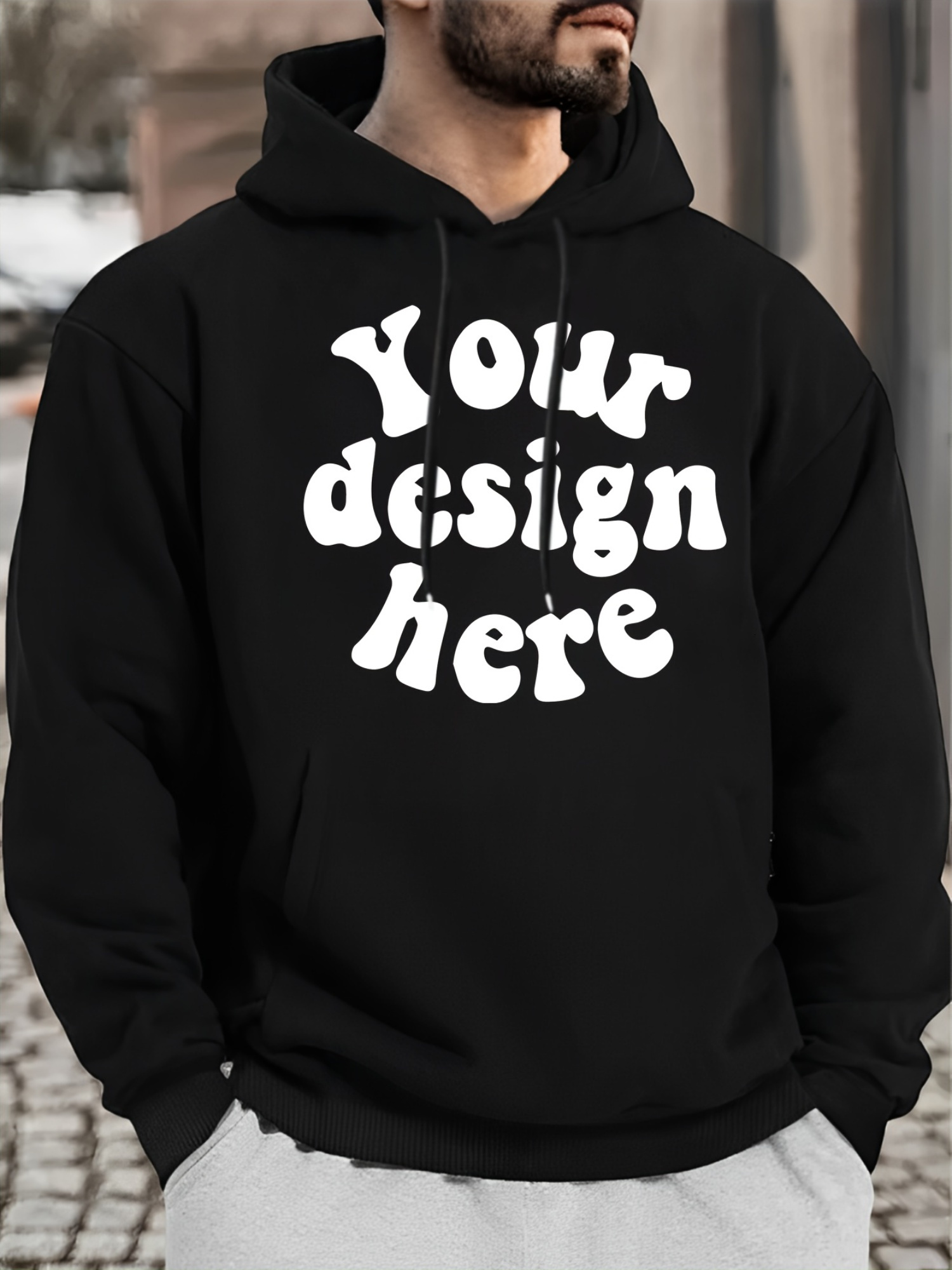 Men Sweaters Mens Personalized Your Design Here Letter Print Casual Hoodie | 100% Polyester Knit Fabric with Slight Stretch | Regular Fit Pullover wit