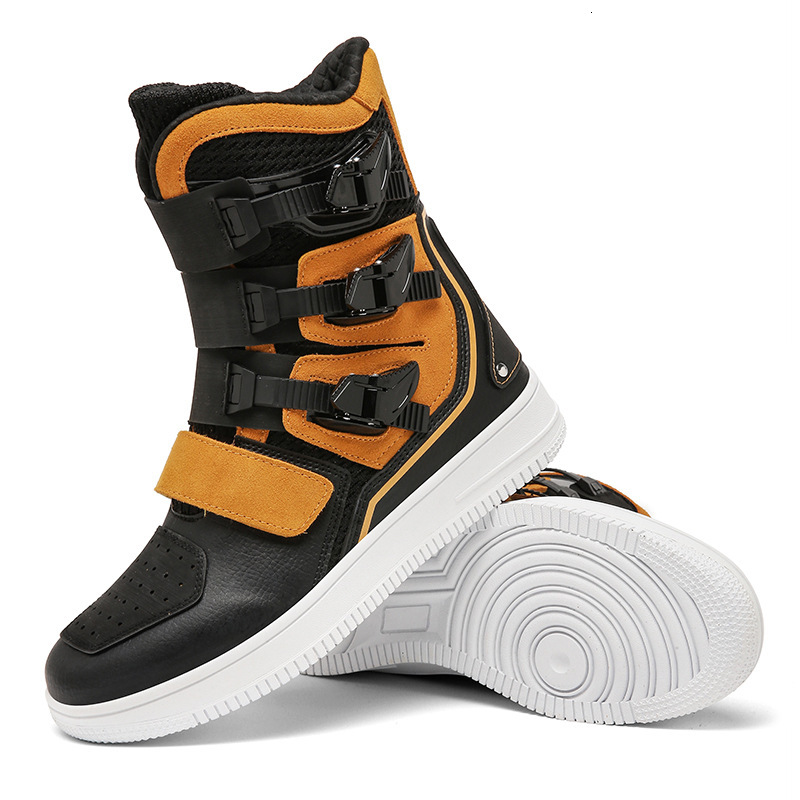 ddmytiger new plus size casual buckle high top fashionable with anti slip rubber gear shift plate motorcycle shoes C ddmythur