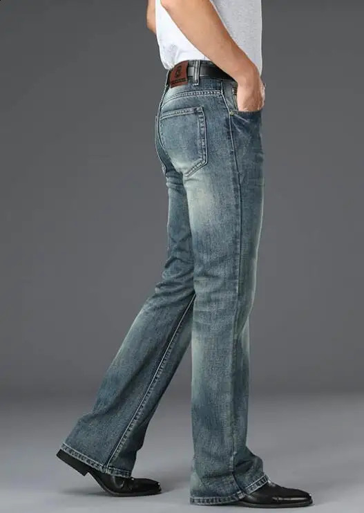 Mens Flared Pants Classic Flared Jeans Loose Leg Jeans Boot Cut Trouser 240921