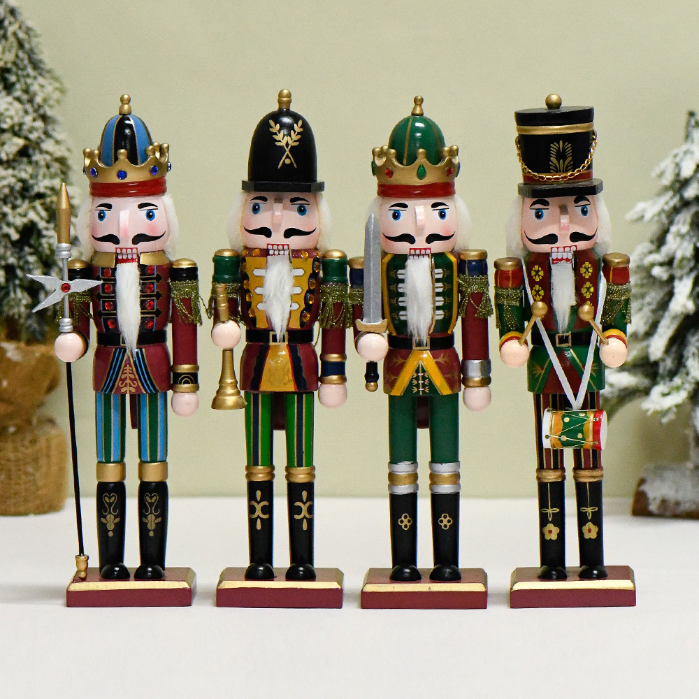 30cm Christmas Nutcracker Home Decoration Wooden Ornament Soldier Display Theme Restaurant Children's Clothing Store Decors Accessory
