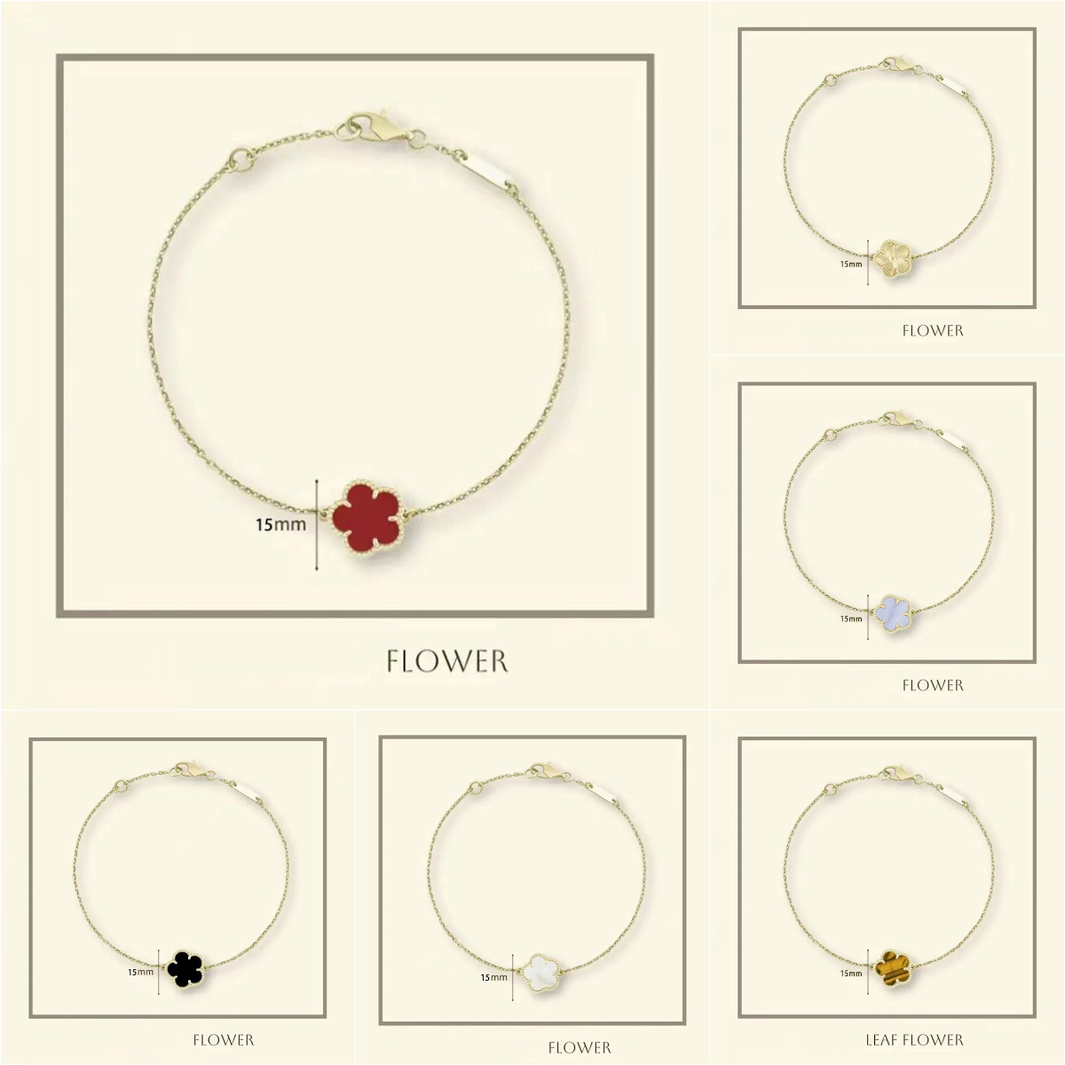 designer bracelet designer jewelry women clover bracelet 18k gold jewelry Vintage Wedding 15mm stainless steel bracelet mother of pearl clover charm bracelet gift