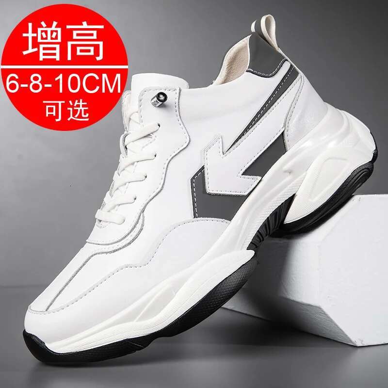 Elevator shoes for man height increase 8cm brand sneaker genuine leather men's hidden heels taller casual shoe
