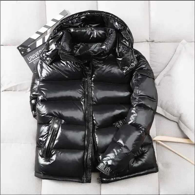 Mens Winter Hooded Shiny Mens Casual White Duck High-Quality Outdoor Windproof Thick Warm Down Jacket W240923