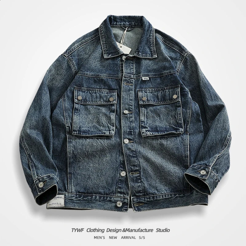 17oz heavyduty American retro casual denim jacket mens motorcycle loose plus size 4XL harsh cargo jeans 240921