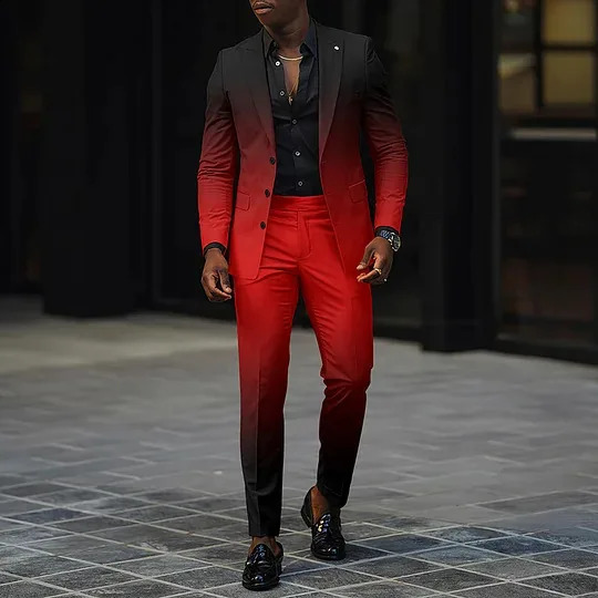Gradient ball high-end clothing set long pants set single chest set button down pants two-piece set WL008-MR7 240923
