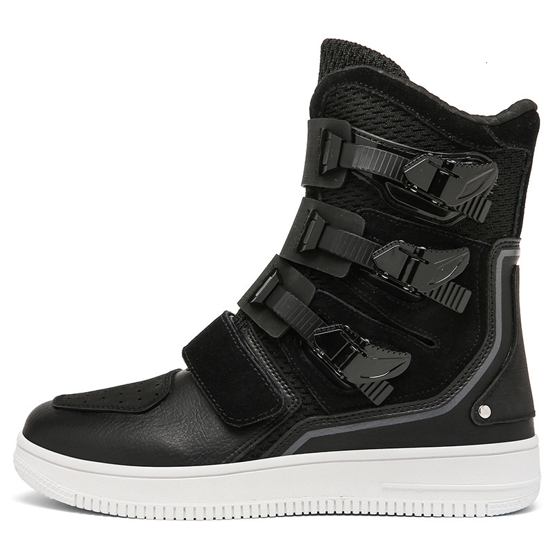 ddmytiger new plus size casual buckle high top fashionable with anti slip rubber gear shift plate motorcycle shoes C ddmythur