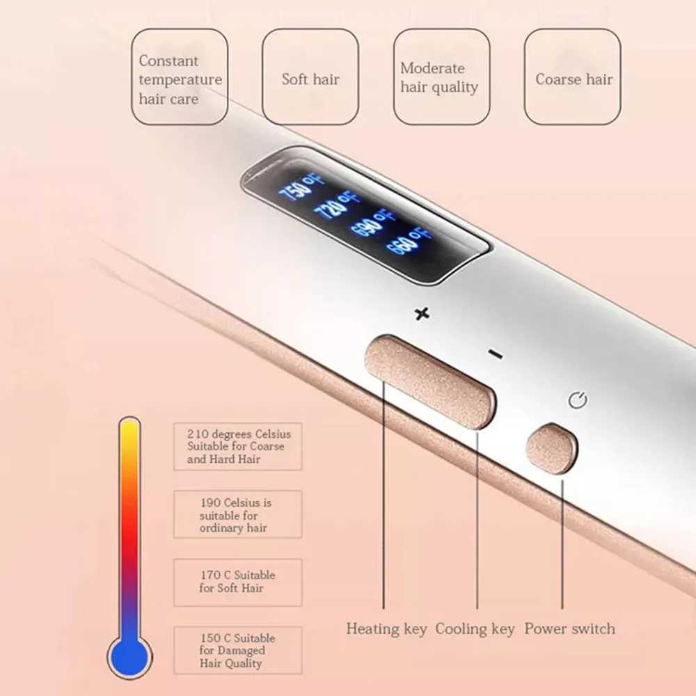 2-in-1 professional straightener with curled iron PTC heating flat iron tourmaline ceramic maximum digital temperature of 210 /750 dry and wet CL24092