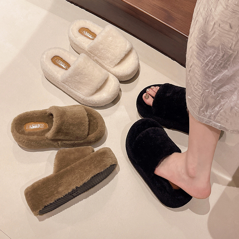 Women's 2024 Plush Cotton Slippers: Flat Bottomed for Indoor/Outdoor Comfort