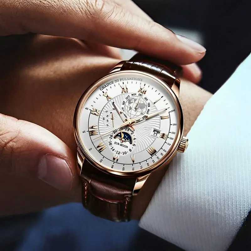 2024 Men Watch Fashion Top Luxury Sport Mens Wristwatch Waterproof Luminous Leather Date Quartz Watches Man clockX240923