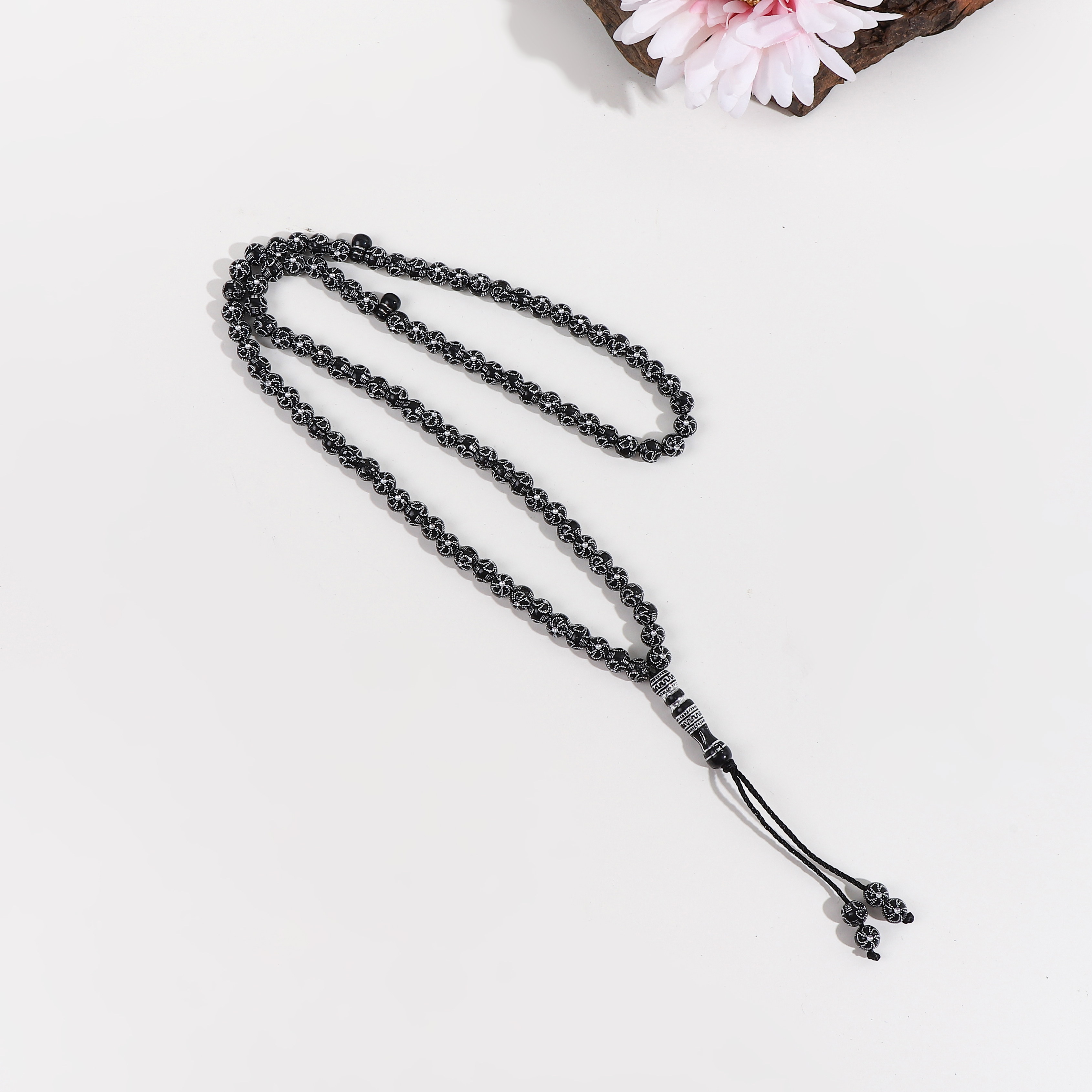 Exquisite men's bracelet with 99 acrylic beads, a must-have for summer and luxurious A25-99C knotted electroplating style