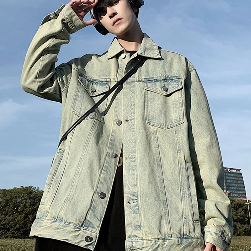 Mens denim jacket autumn and winter fashionable loose fitting retro cool casual high street mens 240921