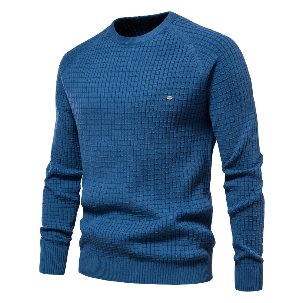 AIOPESON 100% Cotton Men Sweaters Soild Color O-neck High Quality Mesh Pullovers Male Winter Autumn Basic Sweaters for Men 240923